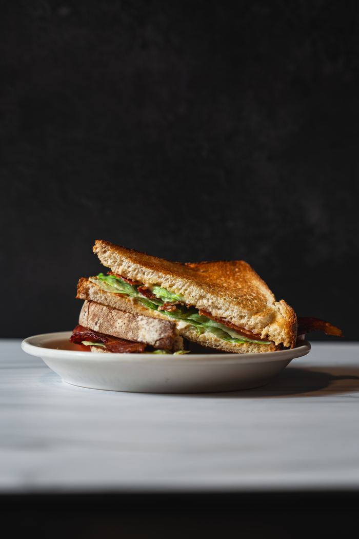BLT with thick-cut bacon on toasted bread